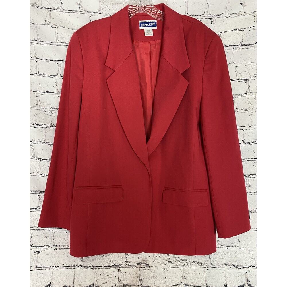 Vtg Pendleton Women's Size 14 Red Suit Long‎ Sleeve Blazer Jacket & Skirt - Picture 13 of 16